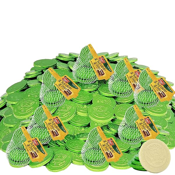 THE DREIDEL COMPANY WHITE CHOCOLATE HANUKKAH COINS, CHANUKA GELT IN MESH BAGS, CHOLOV YISROEL, MADE IN ISRAEL