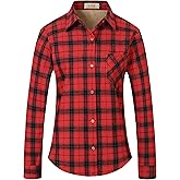 SSLR Fleece Lined Flannel Shirts for Women-Long Sleeve Flannel Jacket Button Down Plaid Shirts-Regular Fit, Casual