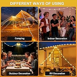 Solar Camping String Lights, Retractable Waterproof