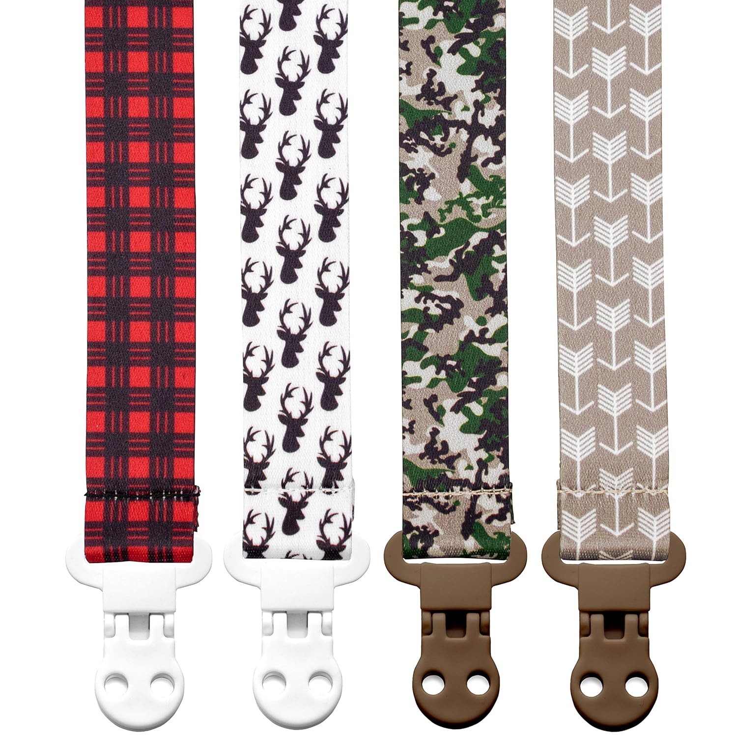 Stadela Baby Pacifier Clip Leash Soothie Teething Ring and Teether Toy Holder for Boy 4 Pack Baby Shower Birthday Gift Set Lumberjack Hunting Deer Woodland Forest Buffalo Check Plaid : Baby