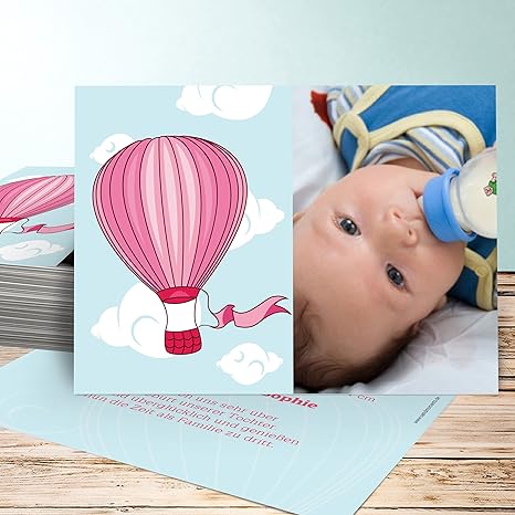 Karte Zur Geburt Selber Basteln Heissluftballon 5 Karten Horizontal Einfach 148x105 Inkl Weisse Umschlage Rot Amazon De Kuche Haushalt