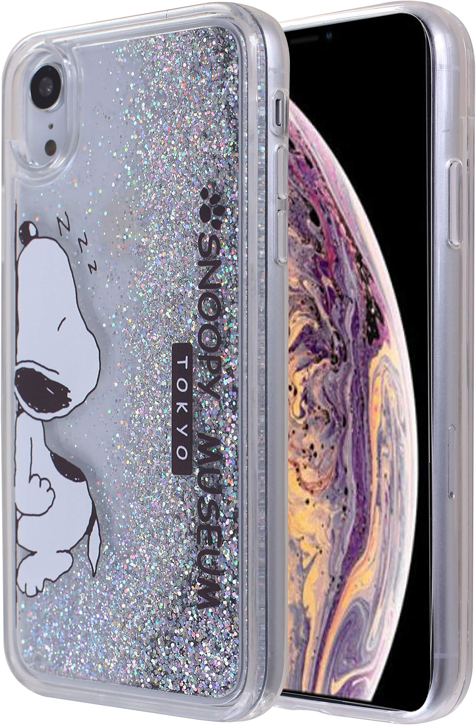 iPhone X Case Glitter Liquid, Cute Women Girly Bling Shiny Sparkle That Move Slim Thin Protective Phone Cases for iPhone Xs (Snoopy