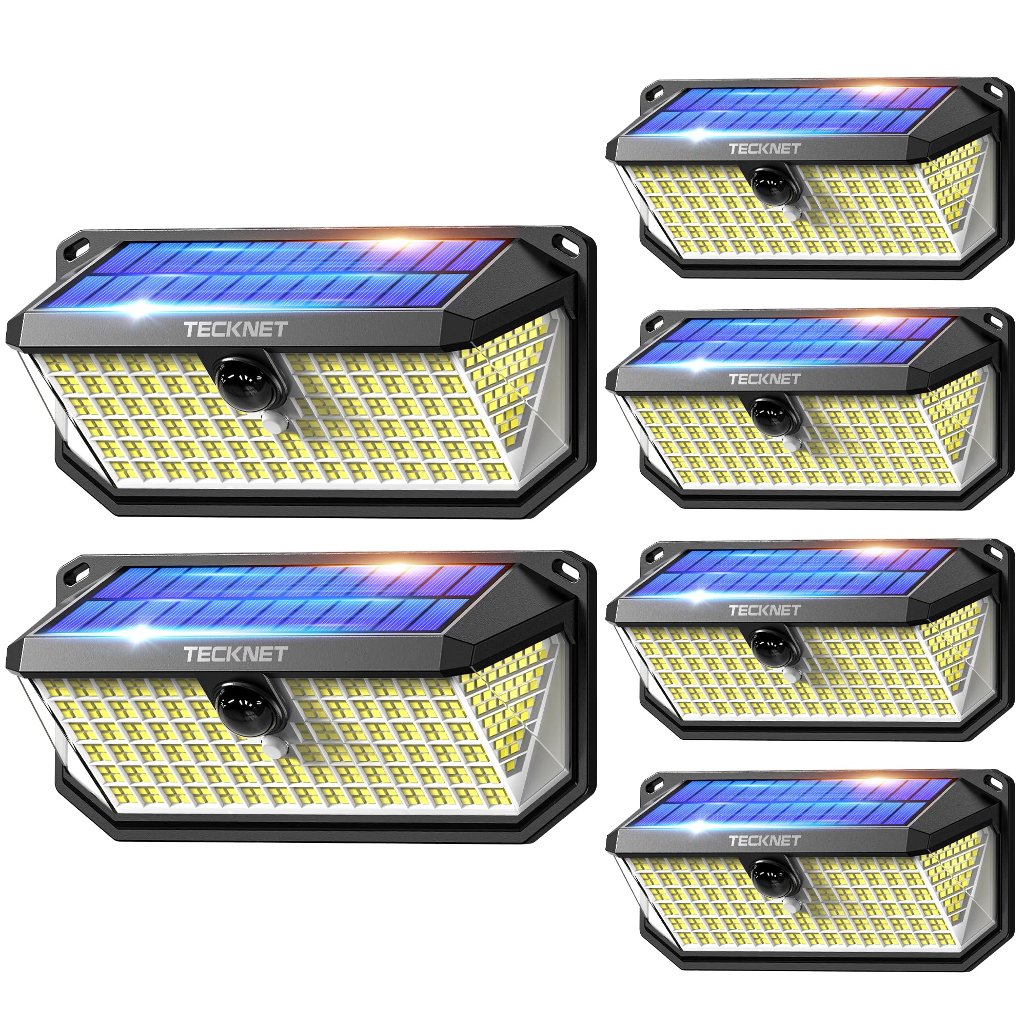 TECKNET 461 LED Solar Powered Outdoor Lights, 270° Angle & 3 Lighting Modes Motion Sensor Light Outdoor, Security Solar Lights Waterproof - 6 Pack Image