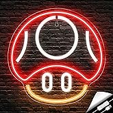 Kavaas Gaming Neon Sign, Mushroom Neon Sign for Game Room Decor, Man Cave, Kids Room - Gaming Mushroom Wall Decor - Gamer Gifts for Boys, Kids (Red)