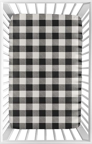 black and white buffalo plaid crib sheet