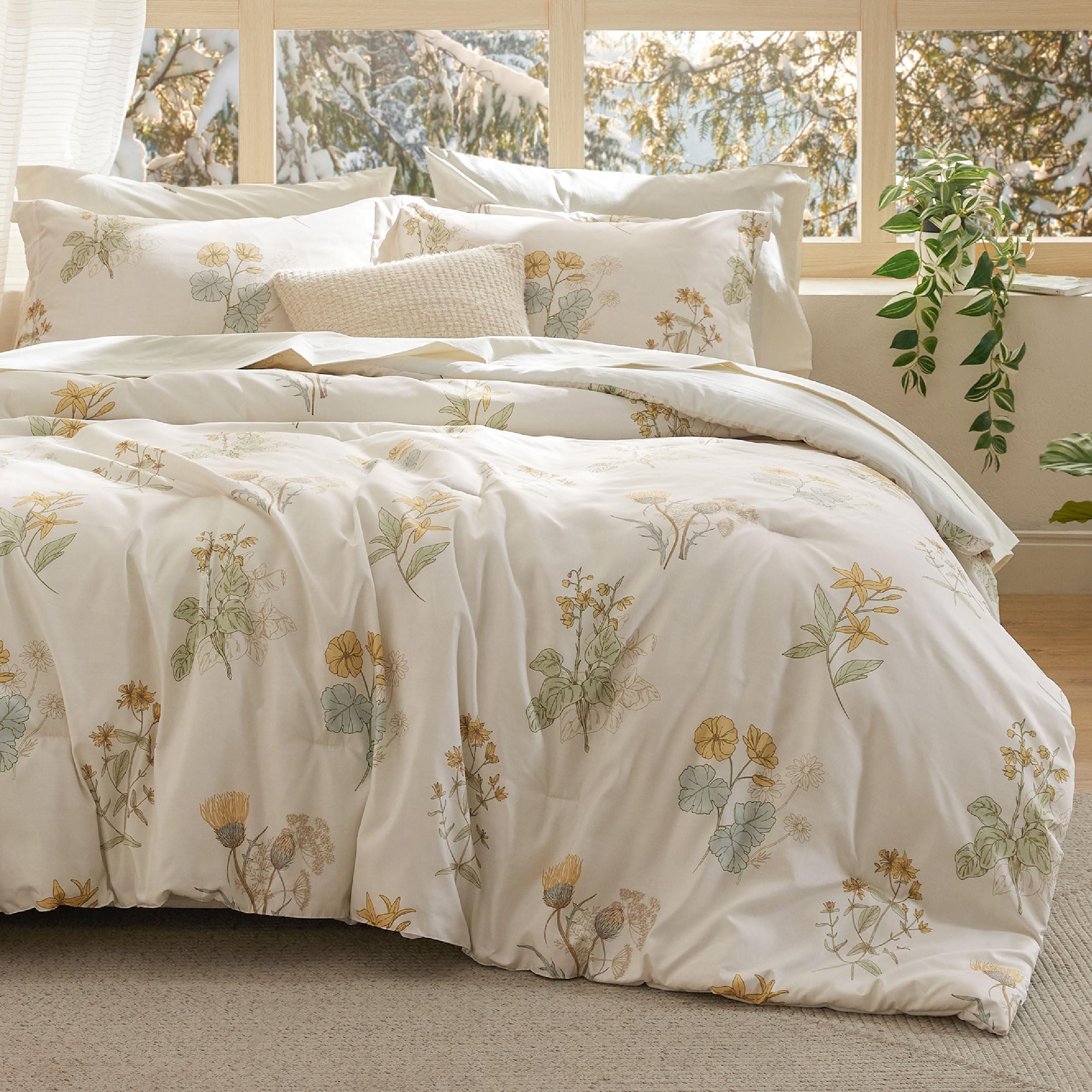 Bedsure Bed in a Bag Queen Size 7 Pieces - 100% Cotton Sheet and ...