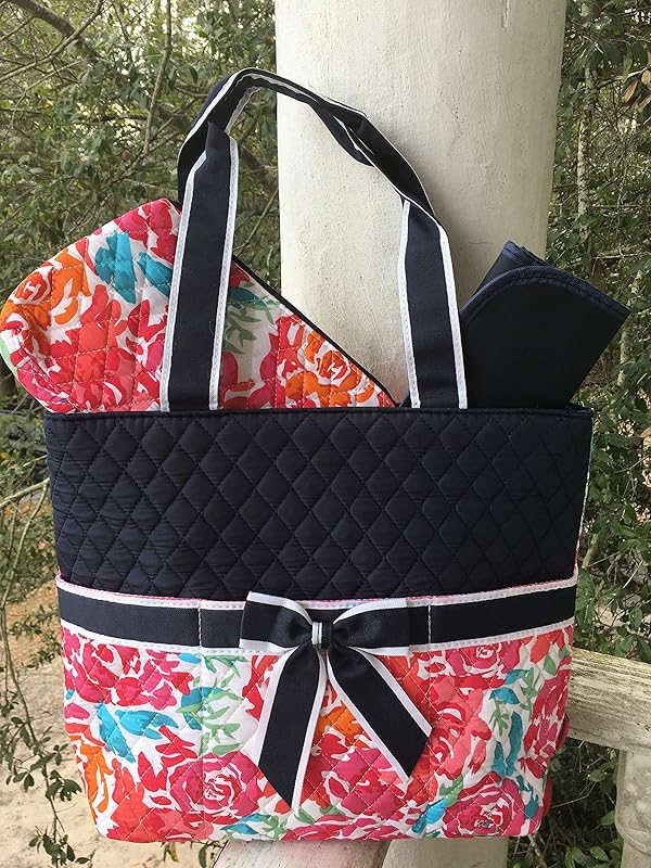 monogrammed quilted diaper bags