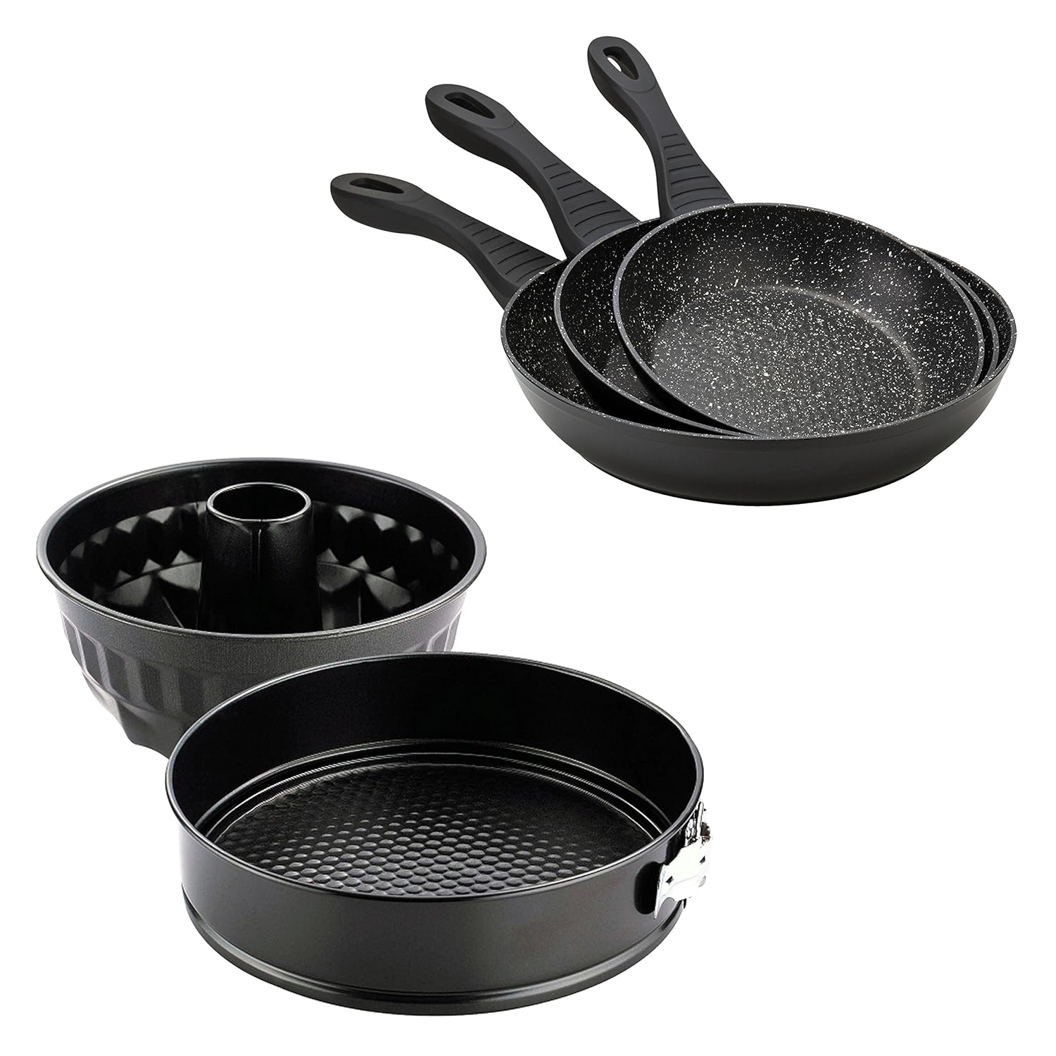 Renberg Set de Sartenes y Moldes, Aluminio Forjado, Negro, 28 cm: Amazon.es: Hogar