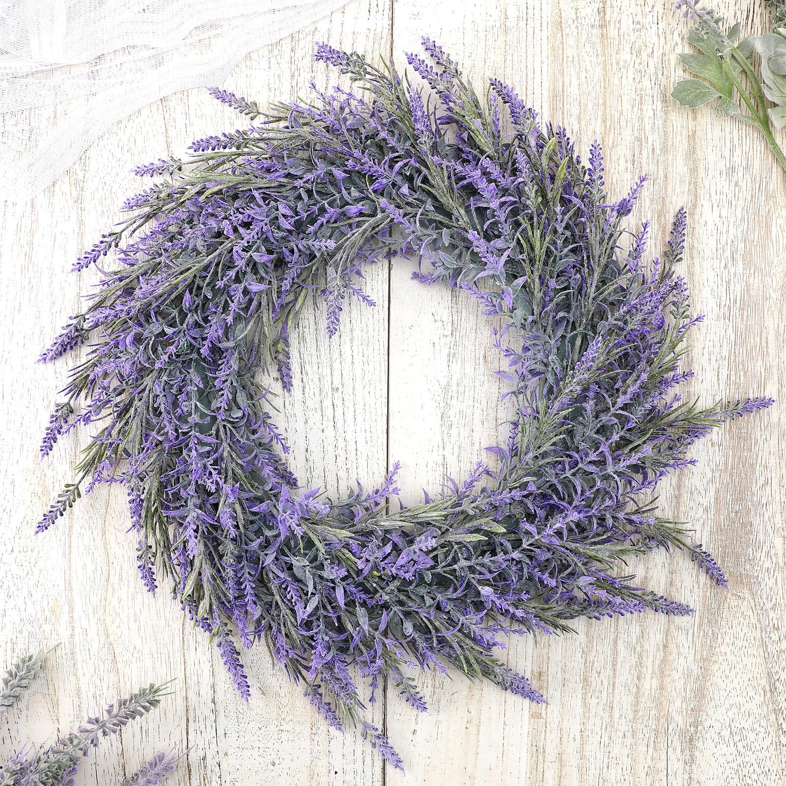 Drydiet Floral Coir Doormat and Spring Wreath Set Flower Welcome Door Mat for Front Door 17.7 x 29.5 Inch Coco Coir Doormat Summer Porch Decor for Garden Garage Patio Home Entrance(Lavender) - Image 6