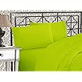 Elegant Comfort Luxurious 1500 Premium Hotel Quality Microfiber Three Line Embroidered Softest 4-Piece Bed Sheet Set, Wrinkle and Fade Resistant, Twin/Twin XL, Lime