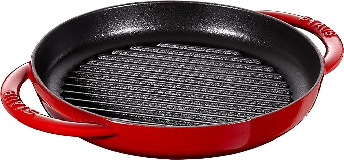 Staub rund 22 cm Grillpfanne, Gusseisen, kirschrot