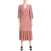 Max Studio Womens Short Sleeve Wrap Midi Dress