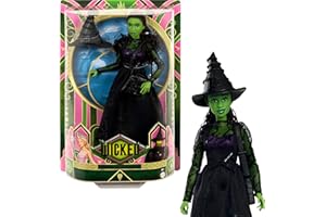 Mattel Universal Wicked Elphaba Fashion Doll & Accessories with Green Skin, Braided Black Hair, Posability & Removable Ballroom Look