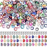 375PCS Large Hole Beads &100PCS Spacer Bead for Jewelry Making,Bulk European Craft Beads,Assortment European Large Hole Spacer Bead Mixed Color Jewelry Beaded for Bracelet Necklace Earring Making