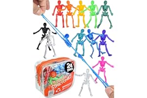 UpBrands Halloween Party Favors for Kids – 24 Stretchy Skeleton Toys – Safe Mini Skeletons for Goodie Bags, Classroom Prizes or Birthday Gifts