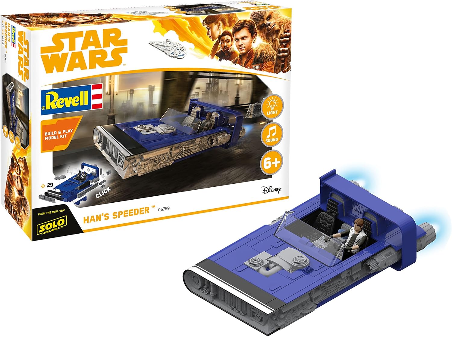 Revell Star Wars Solo Build & Play Model Kit with Sound & Light Up 1/28 Han's Speeder