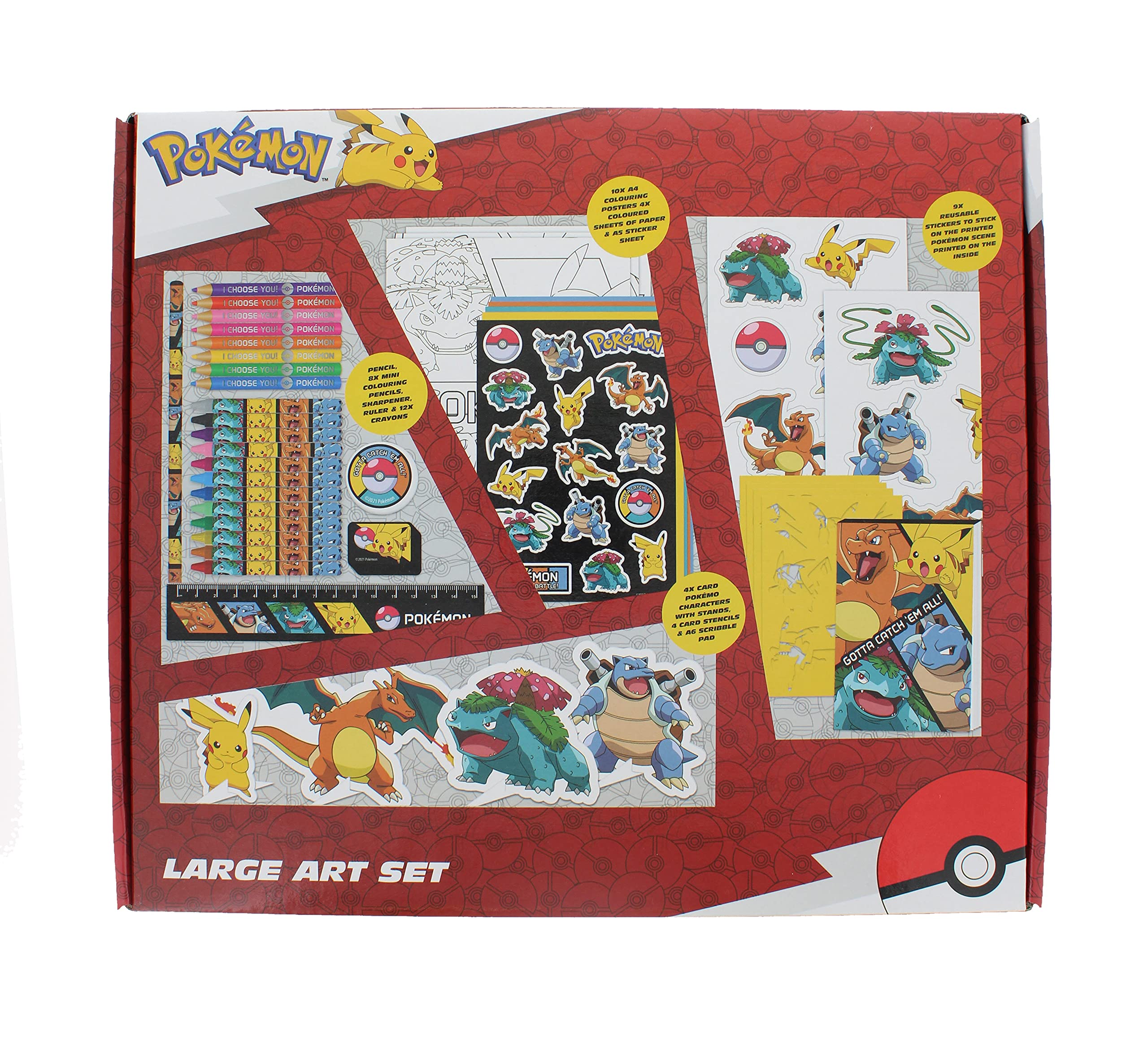 Pokemon Large Art Set Colouring Set | Boys Gifts | Girls Gifts | Pokemon Stationary Set | School Supplies | Pokemon Art Set | Gifts for Boys and Girls | Pencil Set