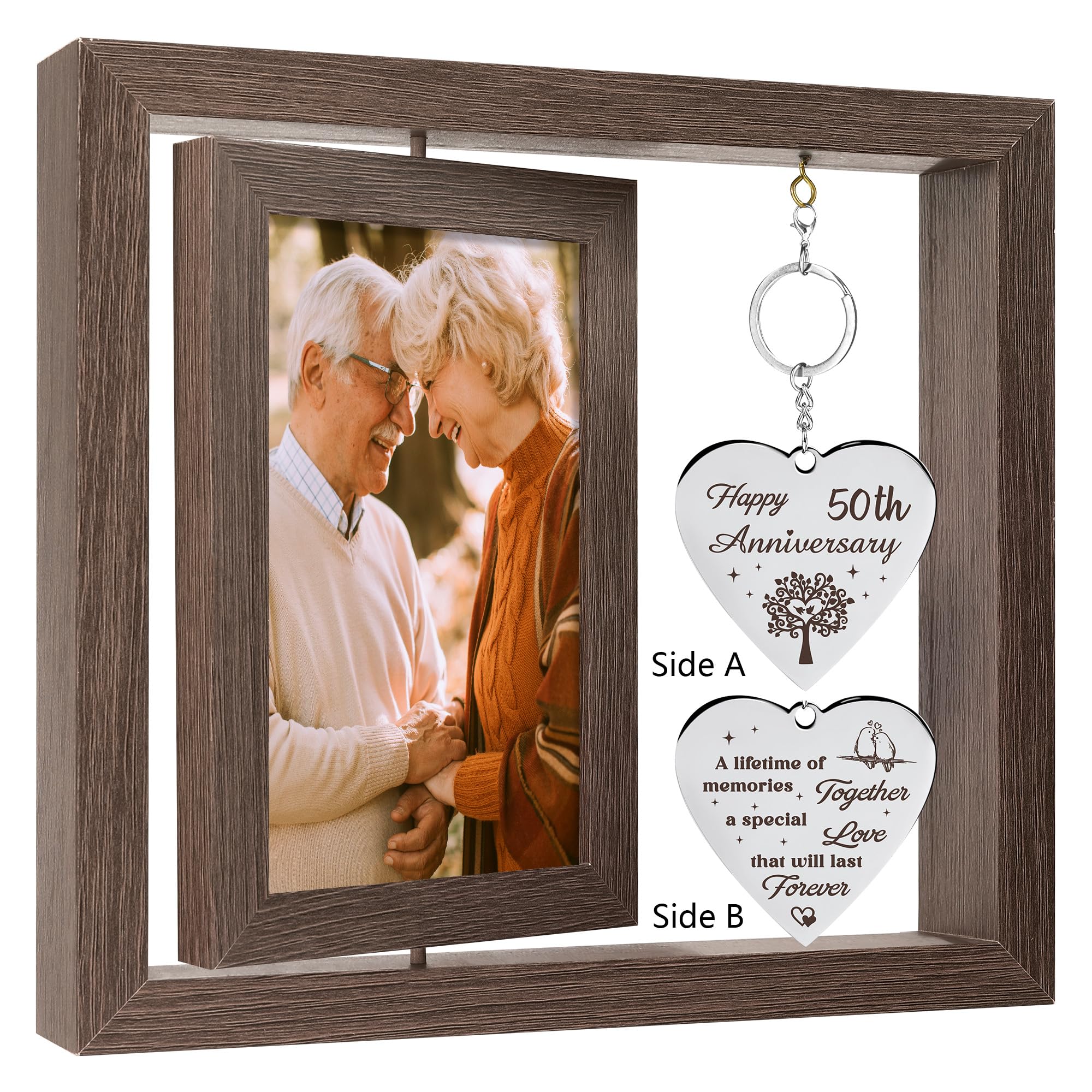 HELORAY 50th Anniversary Wedding Gifts for Couple Happy 50th Gold Anniversary Picture Frame Gift Ideas with Elegant Gift Box 50 Year Unusual Decorations for Parents Husband Wife Friends Her Him