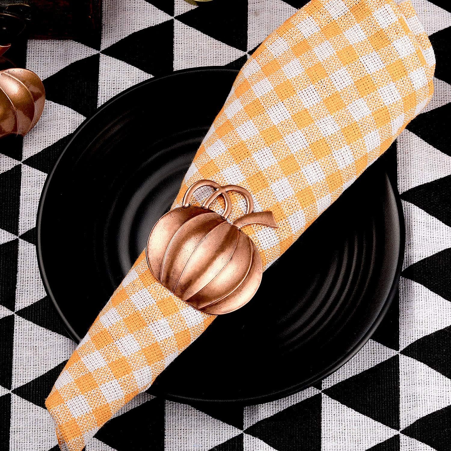 Thanksgiving Napkin Rings Pumpkin Napkin Ring Holders Fall Napkin Ring Holders Pumpkin Dinner Tables Rings for Thanksgiving, Dinner Parties, Weddings, Family Gatherings, Halloween (Bronze, 6): Home & Kitchen