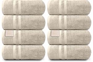 ORGANIX - SUSTAINABLE HEALTH SUPPLIES Organix Oversized 8 Piece Soft Bath Sheets Towels 550 GSM Cotton Bath Towels Extra Large 35"x70", Highly Absorbent & Quick Dry, Super Soft Hotel Quality Extra Large Bath Towels, Daily Use (Beige)