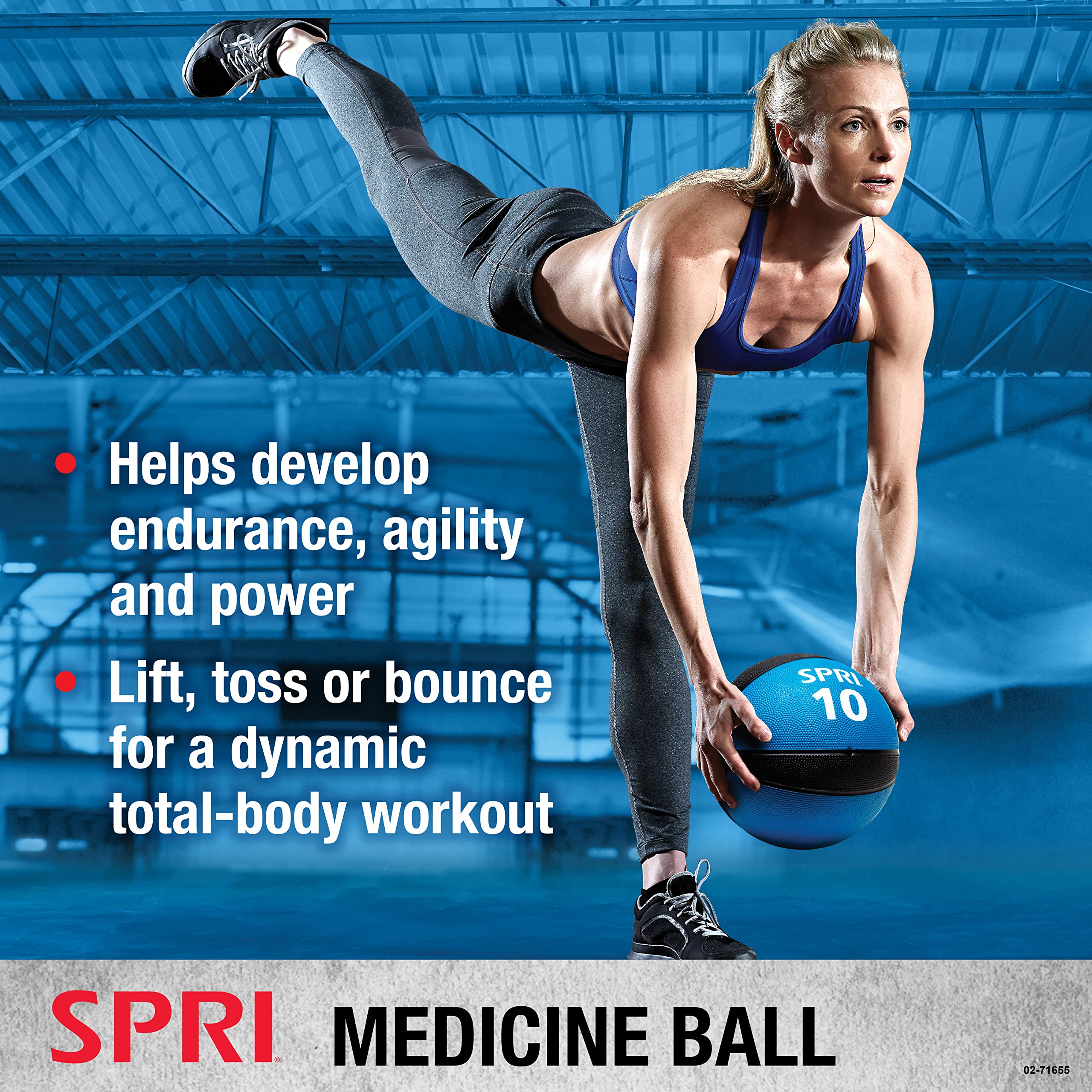 SPRI Medicine Ball - Exercise Workout Ball for Endurance Training - Thick Walled Heavy-Duty Textured Surface, Easy-to-Read Weight Label - Multi-Use Fitness Tool - Durable Construction