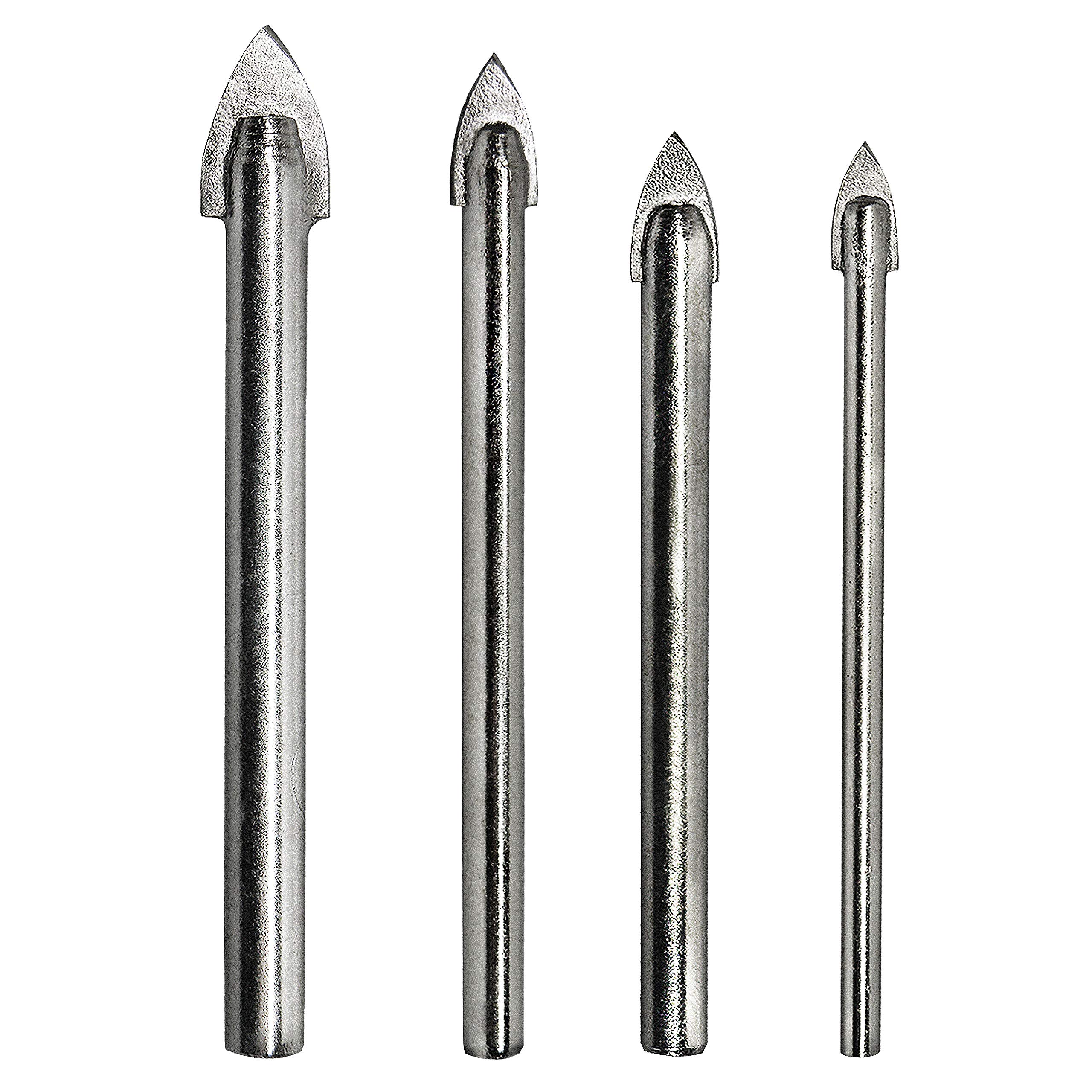 S&R Ceramic / Tile / Glass Drill Bits Set in Plastic Box Set of 4pc: 4,5,6,8, mm