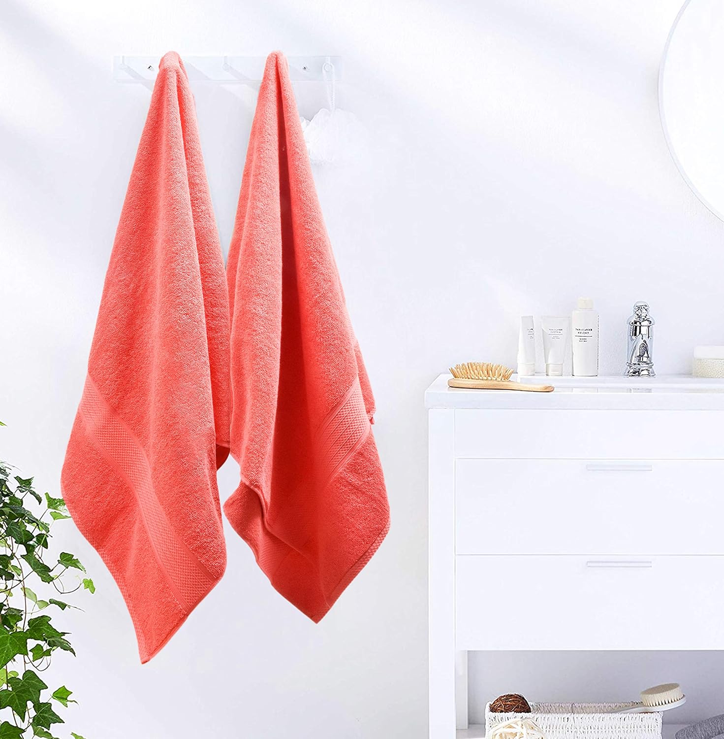 GLAMBURG 4 Pack Bath Towel Set, 100% Combed Cotton Large Bath Towels, Gym Towels 27"x54" - 600 GSM Luxury Hotel Quality Ultra Soft Super Absorbent Towels for Bathroom - Kiwi Green: Home & Kitchen