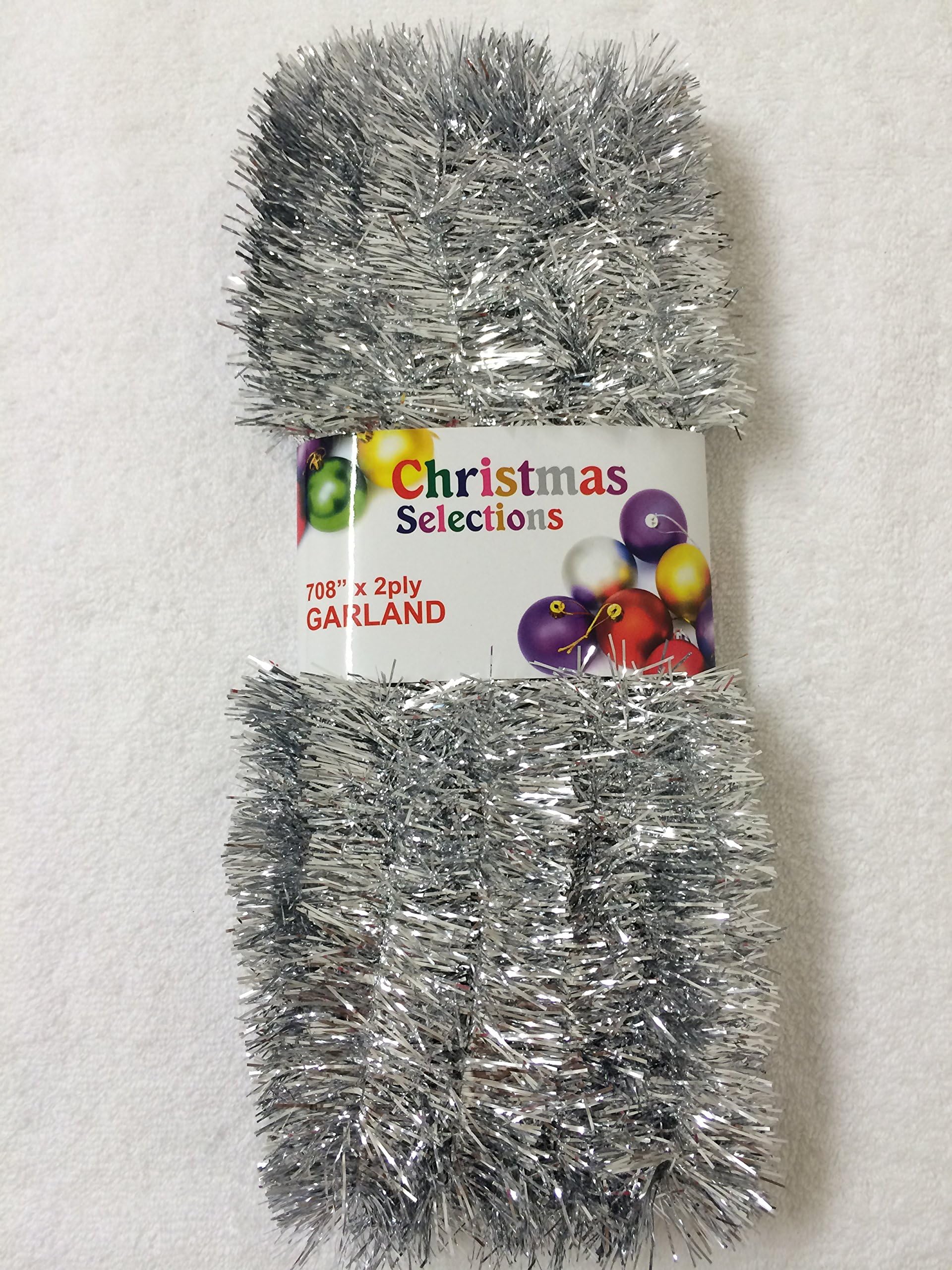 Silver Foil Tinsel Christmas Garland 708" (59 Feet)