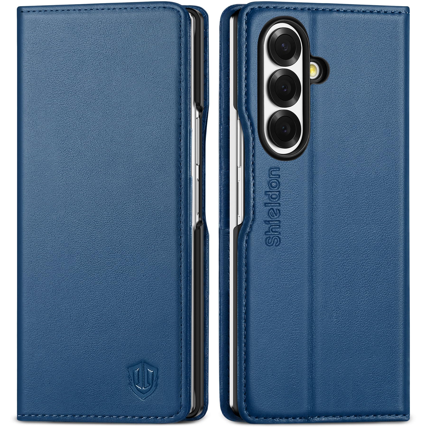 Photo 1 of SHIELDON Wallet Case for Galaxy Z Fold7 2025, Genuine Leather, Folio Magnetic Closure, Stand Function, RFID Blocking Credit Card Holder, Shock Absorbent Cover for Galaxy Z Fold 7 8.0" - Royal Blue
