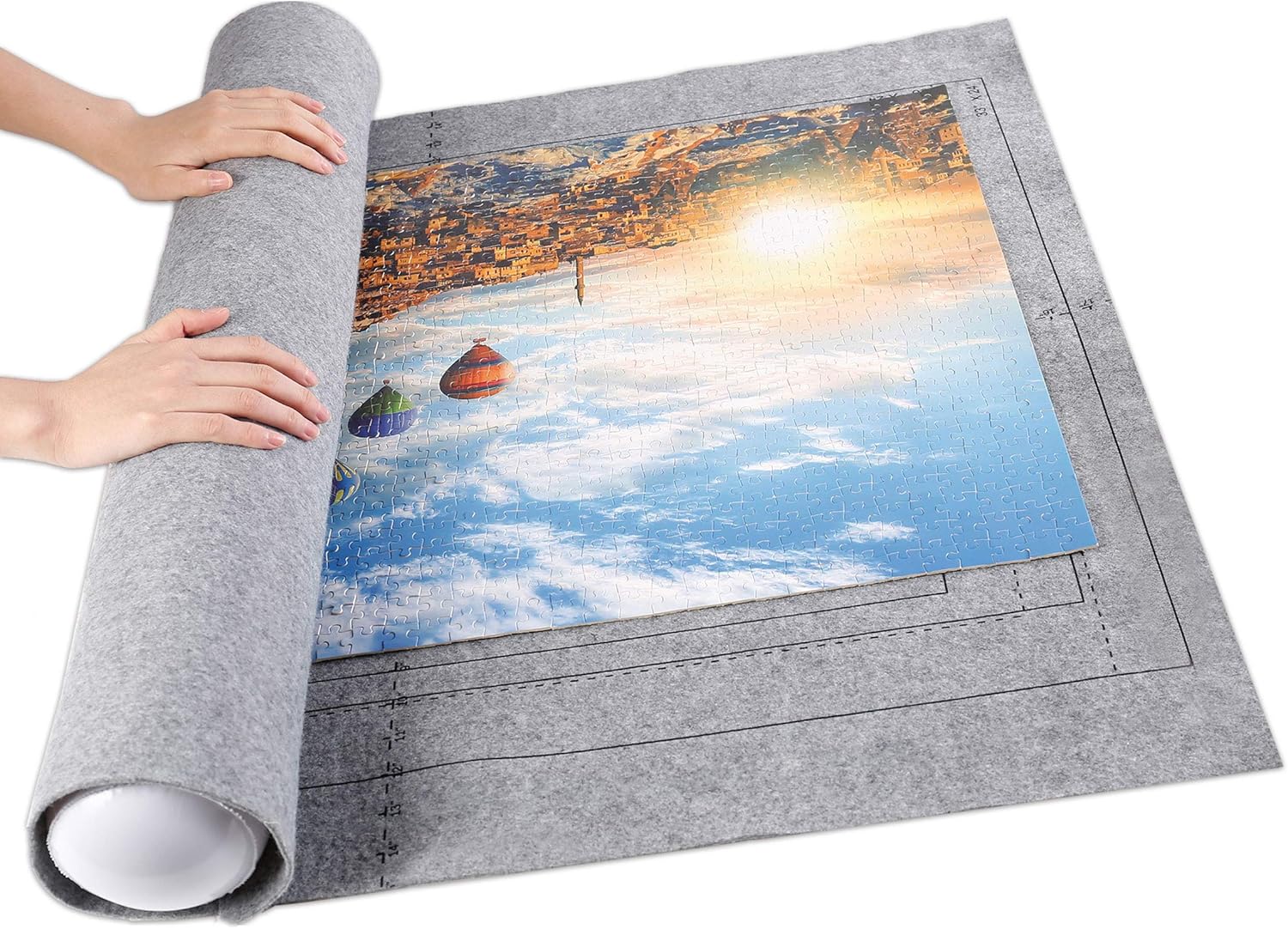 Jigsaw Puzzle Mat Roll Up - 3000 Pieces Saver Large Puzzles Board for Adults Kids, Storage and Transport Premium Pump Puzzle Glue Puzzles Felt Mat Inflatable Tube: Toys & Games