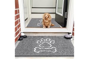 AROGAN Indoor Door Mat Entryway Rug Traps Mud and Water, Chenille Doormat for Muddy Shoes and Dog Paws, Machine Washable Doormat, Front Door Mat, Busy Area Dog Rugs for Floors, Entrance, 20x32 Grey