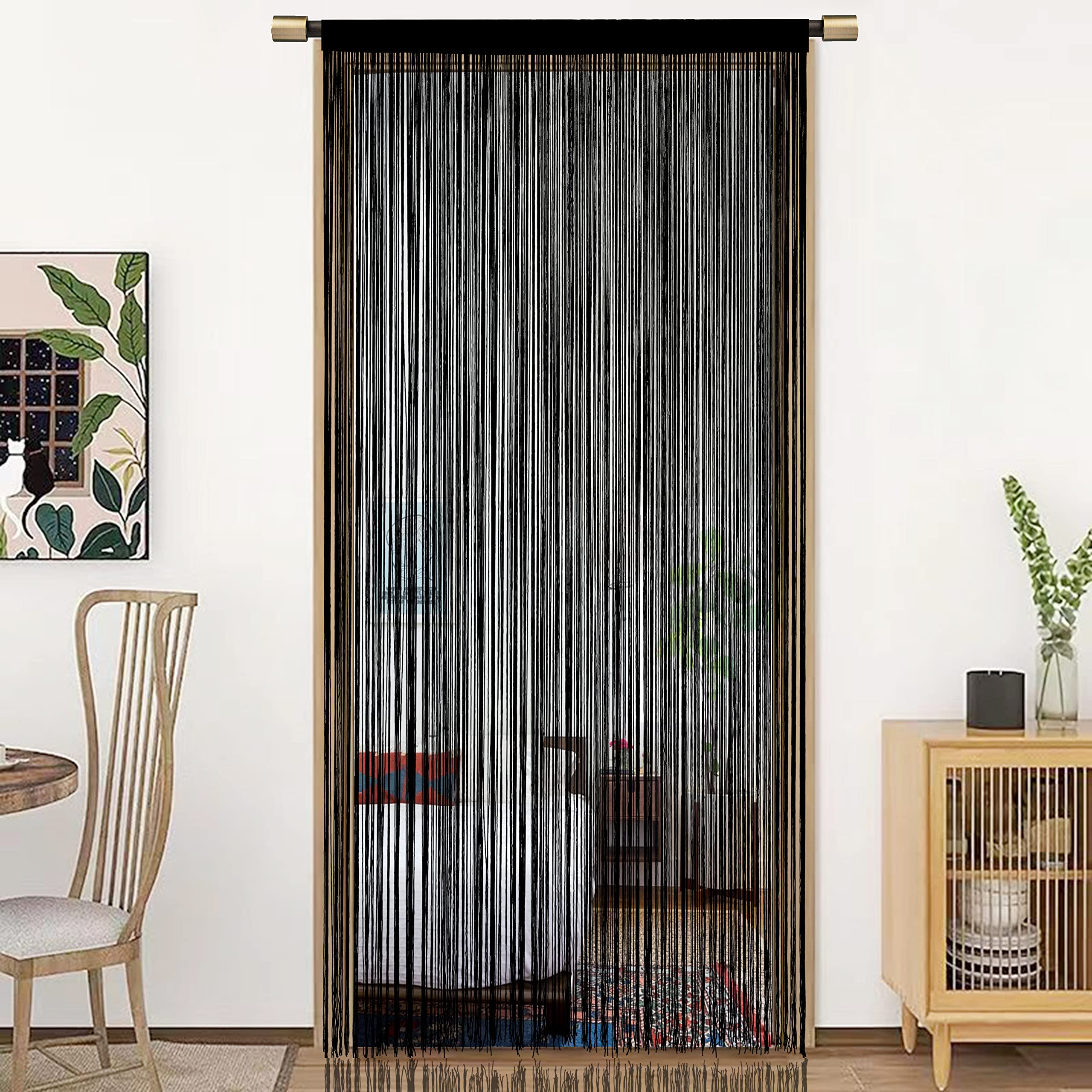 HSYLYM Door Curtain Window Curtains Door Decorations Room Dividers Decorations for Room,Doorways,Wall,Closet,Party and Furniture,One Piece Design,W35 xL79,Black