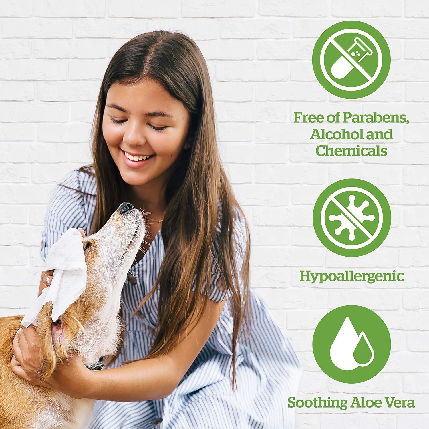 Pogi's Grooming Wipes - 100 Hypoallergenic Pet Wipes for Dogs & Cats - Plant-Based, Fragrance-Free, Deodorizing Dog Wipes