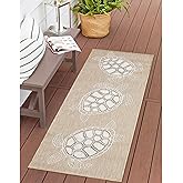 Liora Manne Carmel Indoor/Outdoor Power Loomed Synthetic Blend Low Profile Area Rug - Transitional Coastal Turtle Decorative 