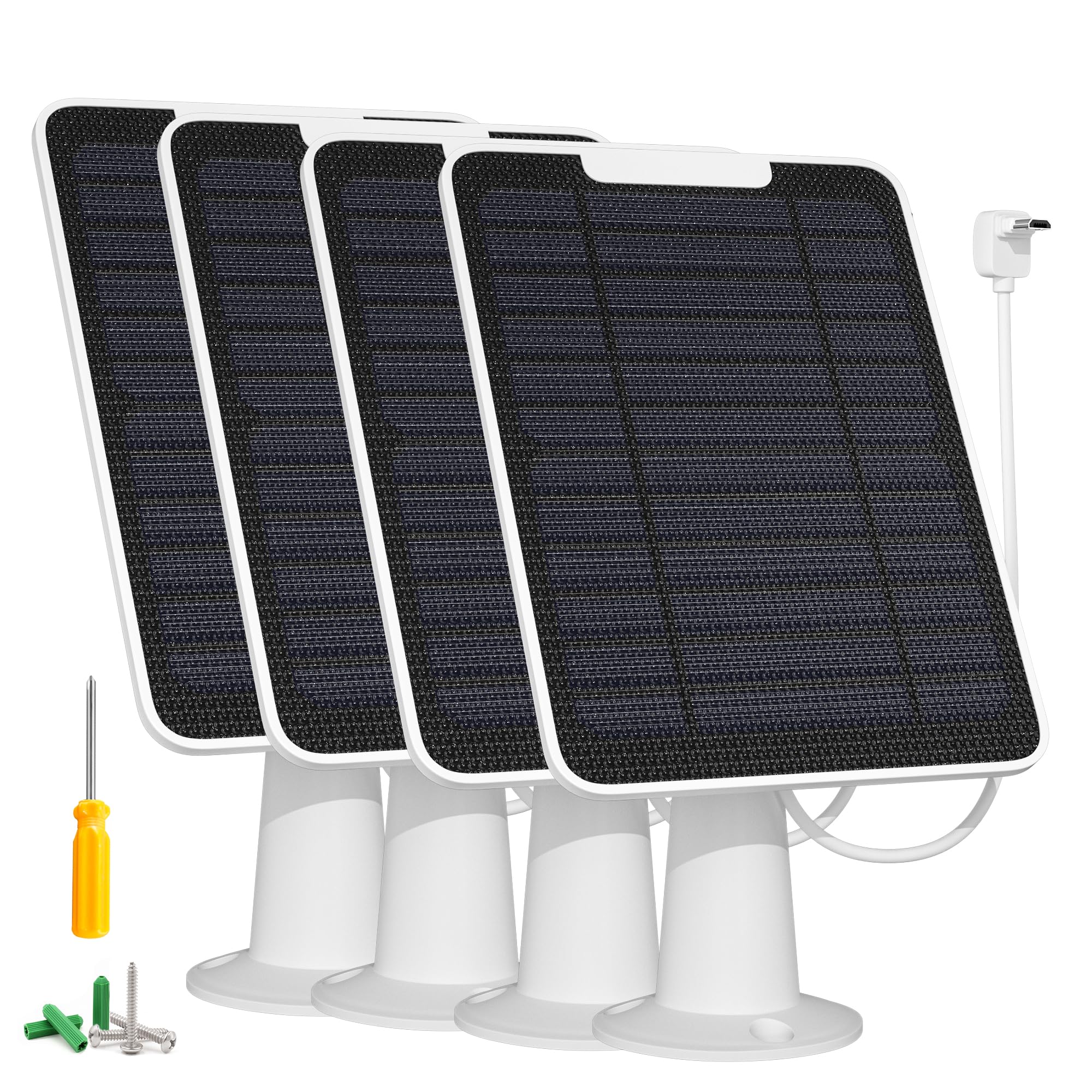 Photo 1 of Solar Panel Charger Compatible with Arlo Essential Spotlight/XL Spotlight Camera, 5W Arlo Essential Solar Panel Charger, IP65 Waterproof 10ft Micro USB Cable & Wall Mount, (Not for 2K/2nd Gen), 4 Pack