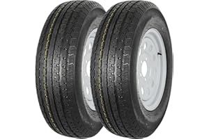 2PK Autocessking ST205/75R14 Radial Trailer Tire with 14" White Wheel - 5 on 4-1/2" - Load Range D