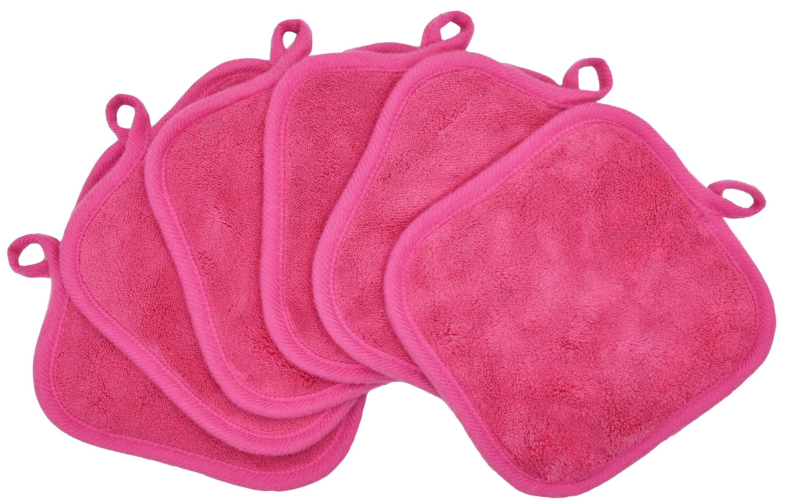 BloomSesame Makeup Remover Cloths for Face, Eye, Lips - Reusable Makeup Remover Pads Soft Microfiber Facial Cleansing Cloths 5 x 5 inch 6 Pack (Dark Pink) — image 1