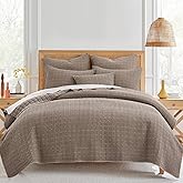 Levtex Home Mills Waffle King/Cal King Quilt Set (106x92in) with 2 Pillow Shams (36x20in) - Cocoa - Cotton Waffle King Size Quilt Bedding Set - Lightweight, Soft, Pre-Washed