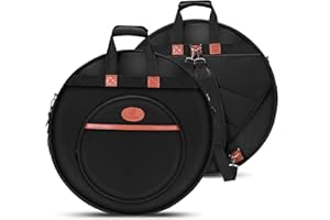 Vangoa 22" Cymbal Bag with Dividers, 10-Pack Cymbal Case 10mm Padded Cymbal Gig Bag Dust-proof and Waterproof Storage with Carry Handle, Shoulder and Backpack Straps for Drum Cymbals and Accessories