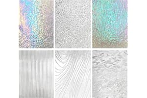 PALJOLLY 6 Sheets Large Clear Textured Stained Glass - Transparent, Ripple Cathedral Iridescent Art Supplies for Crafts and Mosaics (6 x 7 1/2 Inch)