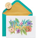 Papyrus Thank You Cards with Envelopes, Botanical Floral (8-Count)