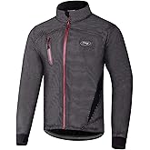Lipport Cycling Bike Jacket for Men, Fleece Thermal Running Coat Windproof Breathable Mountain Biking Softshell Jacket