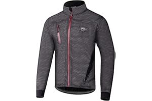 Lipport Cycling Bike Jacket for Men, Fleece Thermal Running Coat Windproof Breathable Mountain Biking Softshell Jacket