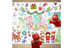 SICOHOME Christmas Giant Coloring Poster - Coloring Tablecloth for Kids 35 x 54 Disposable Merry Christmas Decoration Art Craft for School Winter Christmas Activities Party Supplies - Angels