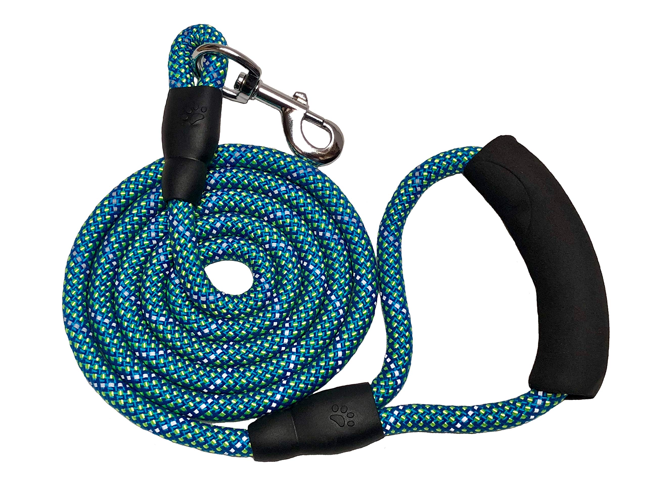 Rope Dog Lead with Soft Padded Handle and Reflective Threads Nylon Durable Dog Leash 6FT For Small Medium Large Dogs (Blue)