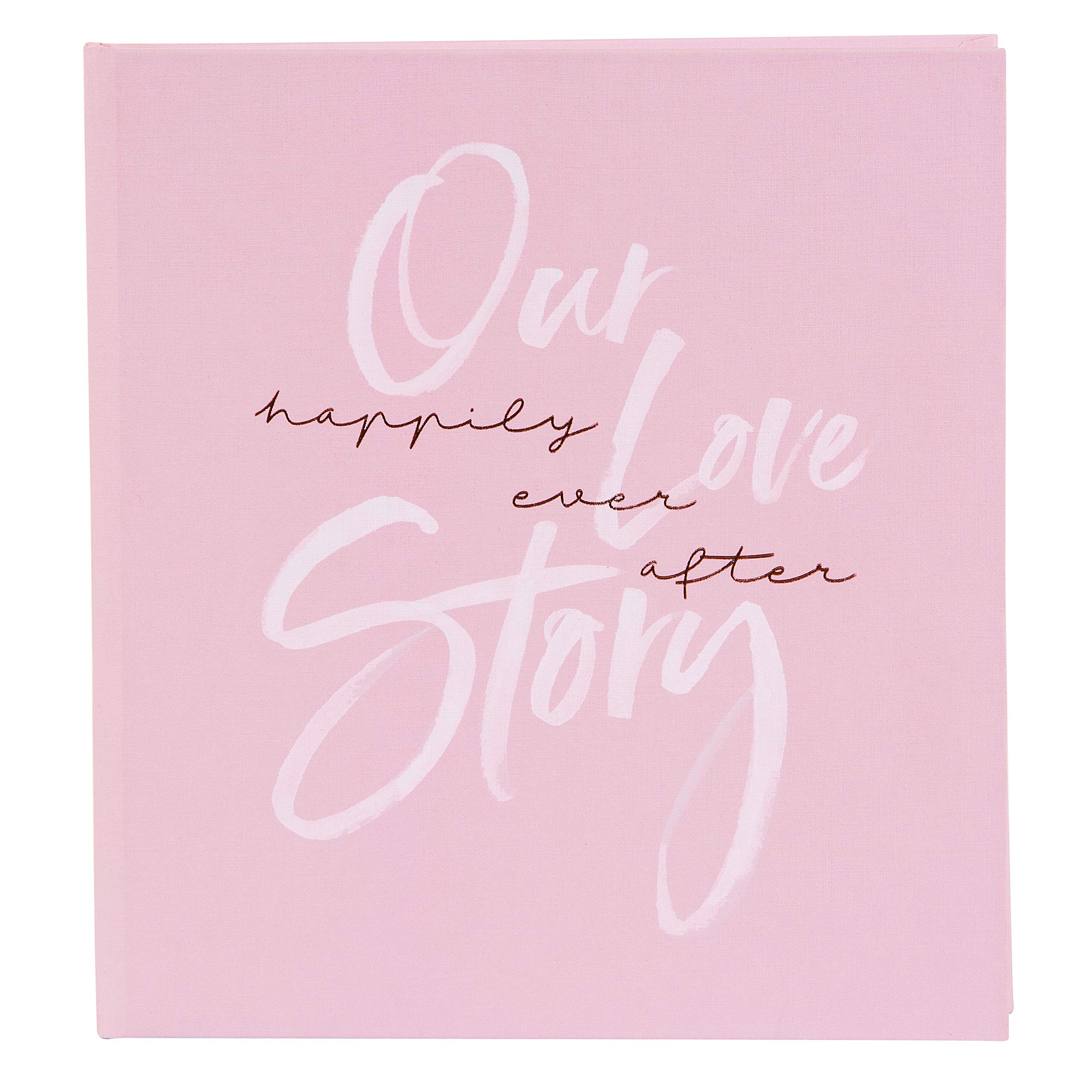 goldbuch 48168 Wedding Guest Book Our Love Story, Photo Guest Book with Bookmark, Photo Book with 176 White Pages, Memory Book 23 x 25 cm, Linen Texture Cover and Rose Gold Embossing