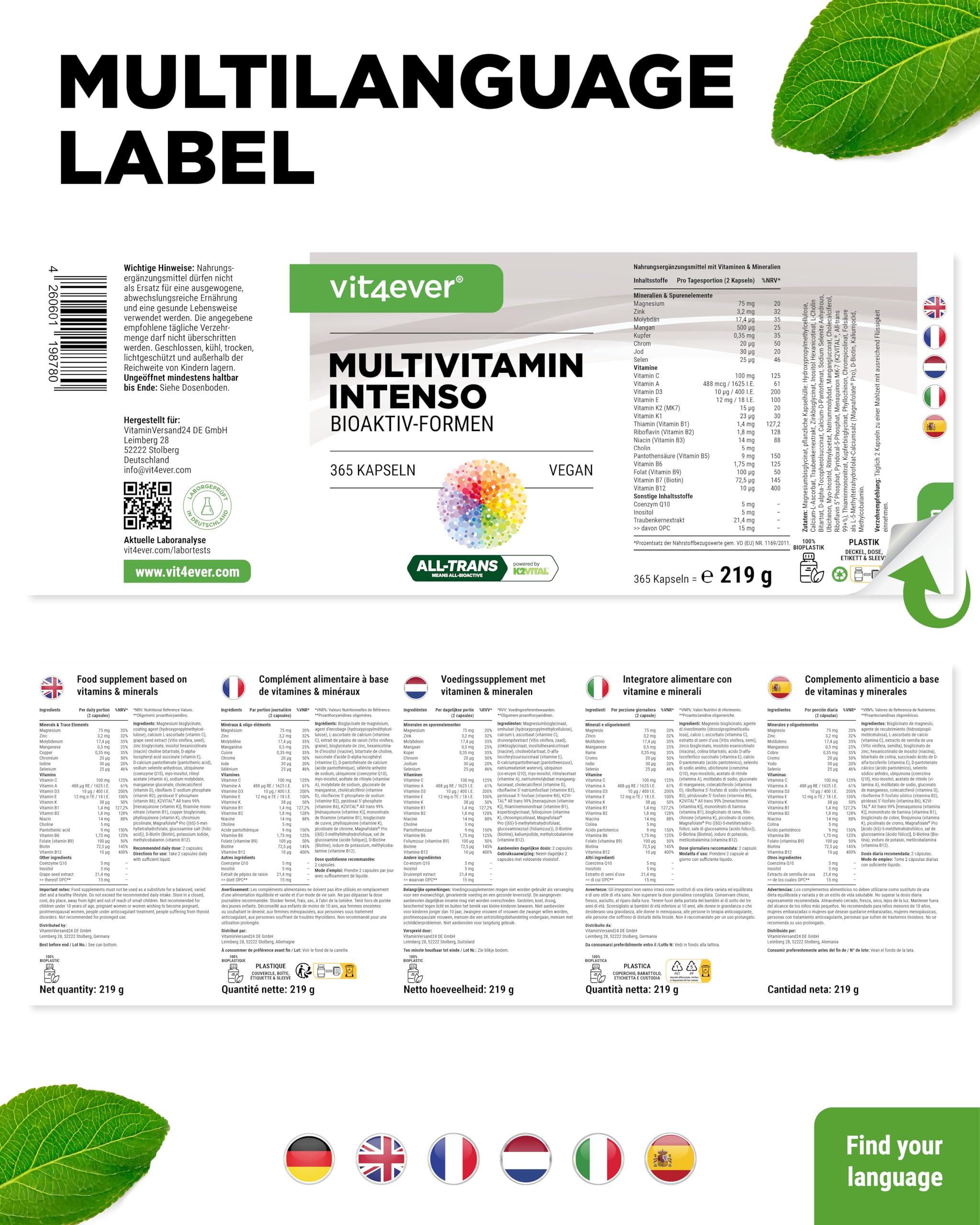 vit4ever Premium Multivitamin A-Z - 365 Kapseln - 26 Bioaktiv-Formen 8