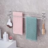 JS Self-Adhesive 2-Tier Towel Rail SUS304 60cm No Drill Bathroom Holder
