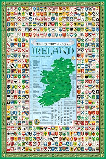 Historic Families Irish Family Crest Coat Of Arms Poster Ireland - 