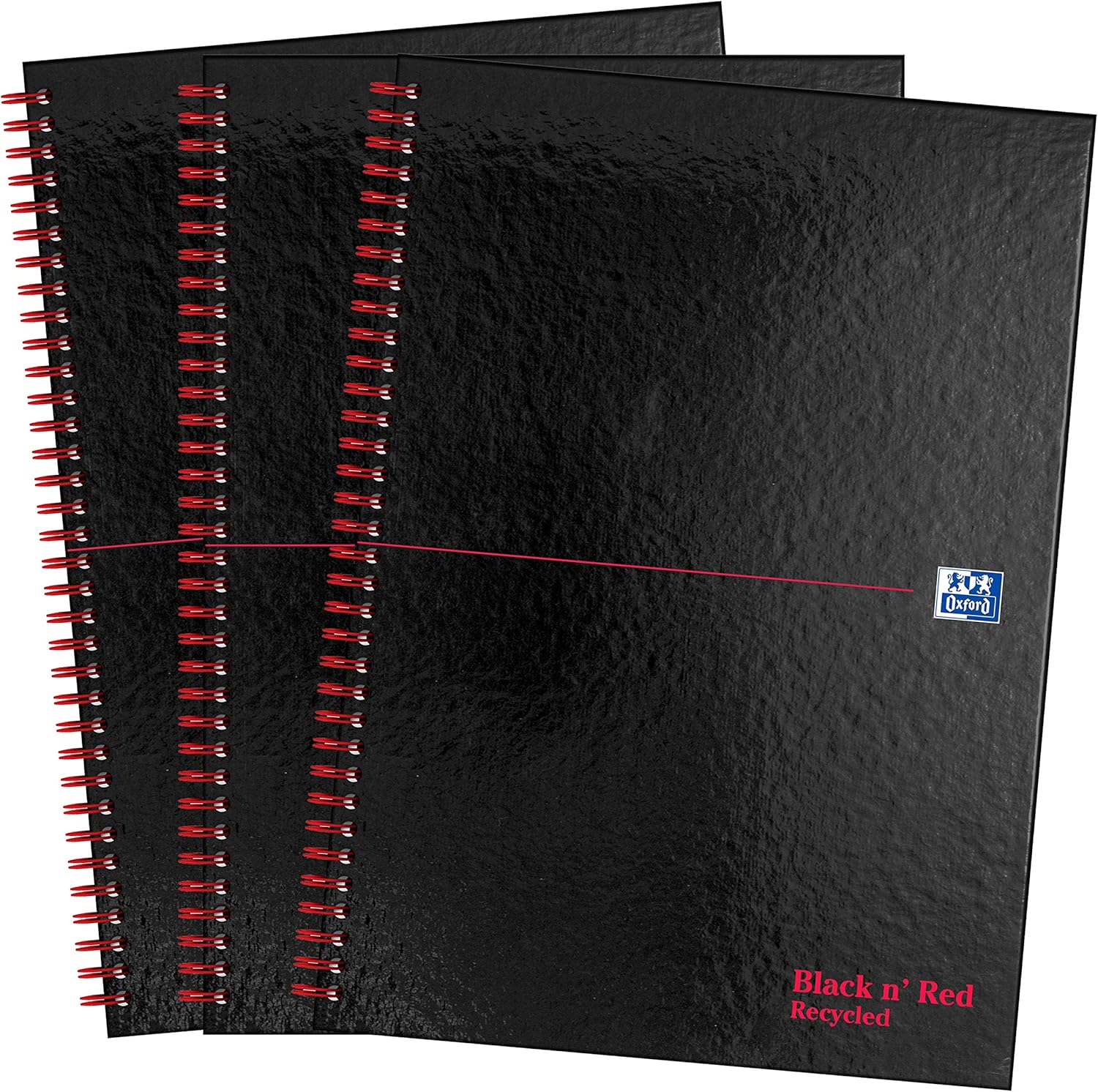 Oxford Black n' Red A4 Recycled Glossy Hardback Wirebound Notebook